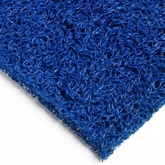 Alfombra de rizos de 15mm, fabricada en goma vinilo sin base. Disponible en rollos con una amplia variedad de colores.