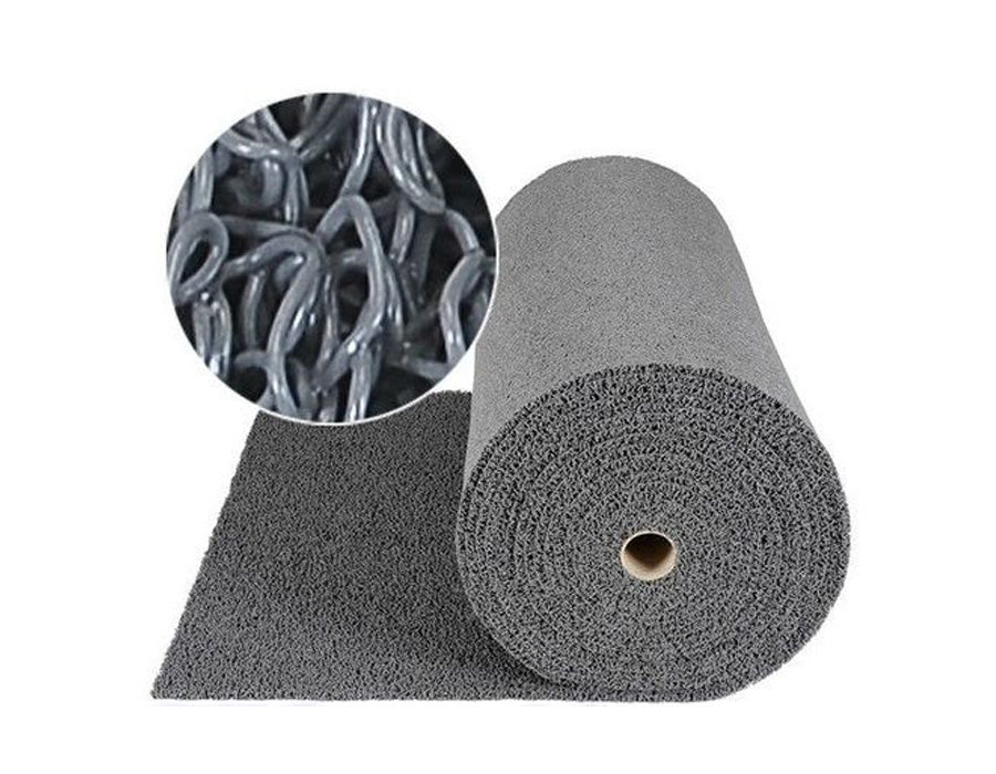Alfombra de rizos de 15mm, fabricada en goma vinilo sin base. Disponible en rollos con una amplia variedad de colores.