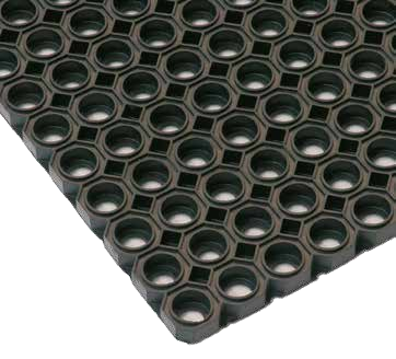 Alfombra Alveolar de caucho en rollo de 1500x1000x23mm, color Negro, antideslizante y resistente.