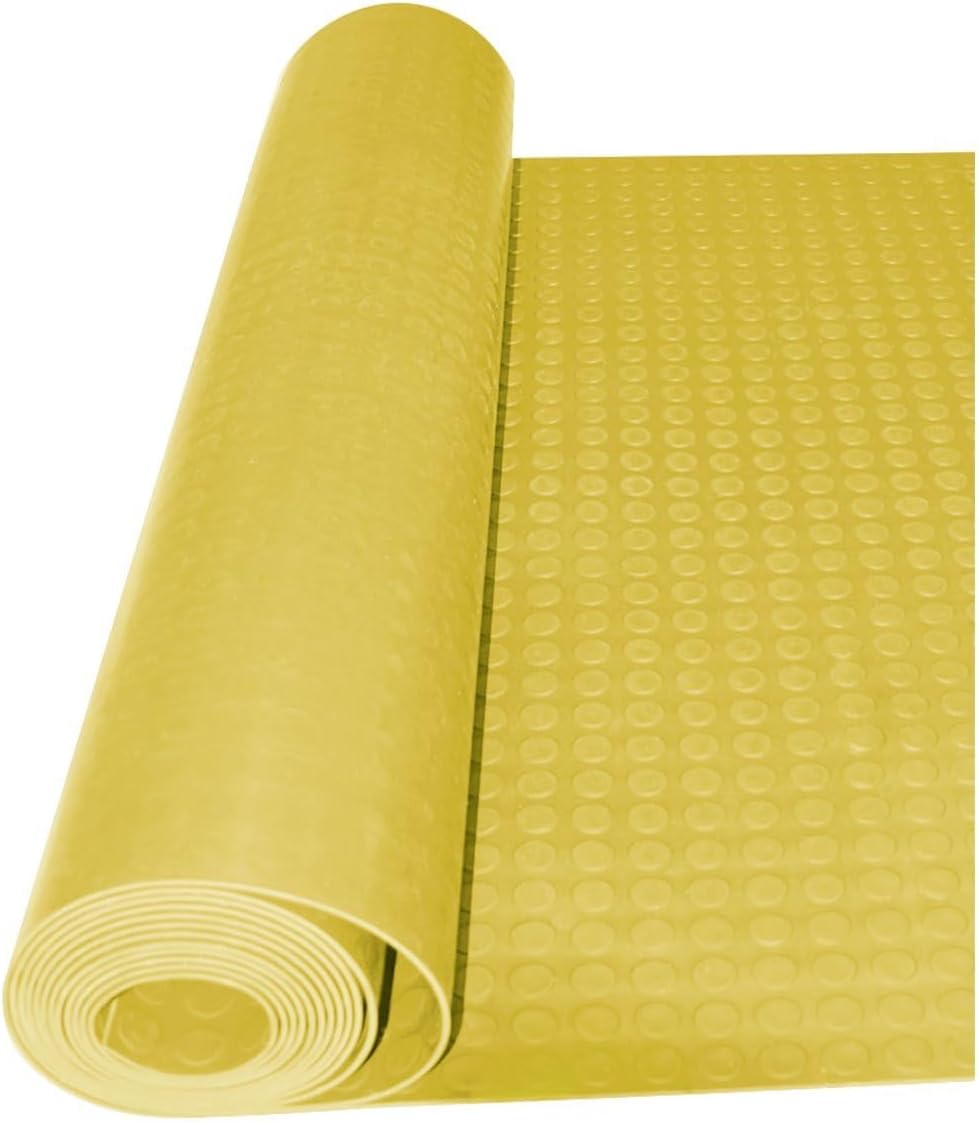 Suelo de caucho en rollo con círculos 3mm en varios colores, adecuado para suelos de alto tránsito.