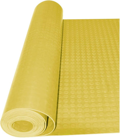 Suelo de caucho en rollo con círculos 3mm en varios colores, adecuado para suelos de alto tránsito.