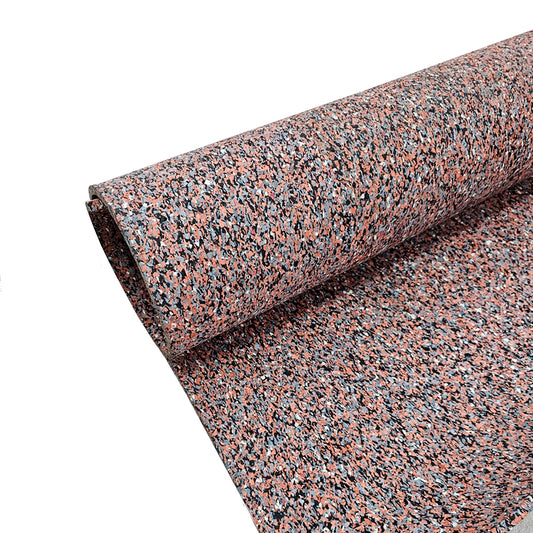 Suelo de caucho reciclado diseñado para gimnasio con partículas multicolor. ENERGY CONFORT, en Rollo de 10 x 1,25mts de 6mm. FABRICACIÓN EUROPEA.