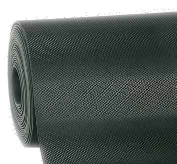 Suelo de caucho en rollo Punto Diamante en color Negro con elevada capacidad antideslizante en varias medidas.