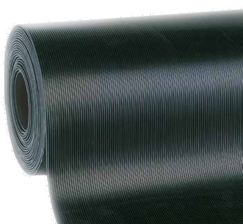 Suelo de caucho en rollo Rayado Triangular en color Negro con varias medidas y espesores, es antideslizante.